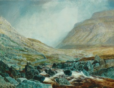 Ingleborough from under White Scar, Yorkshire Limestone Strata by John Atkinson Grimshaw